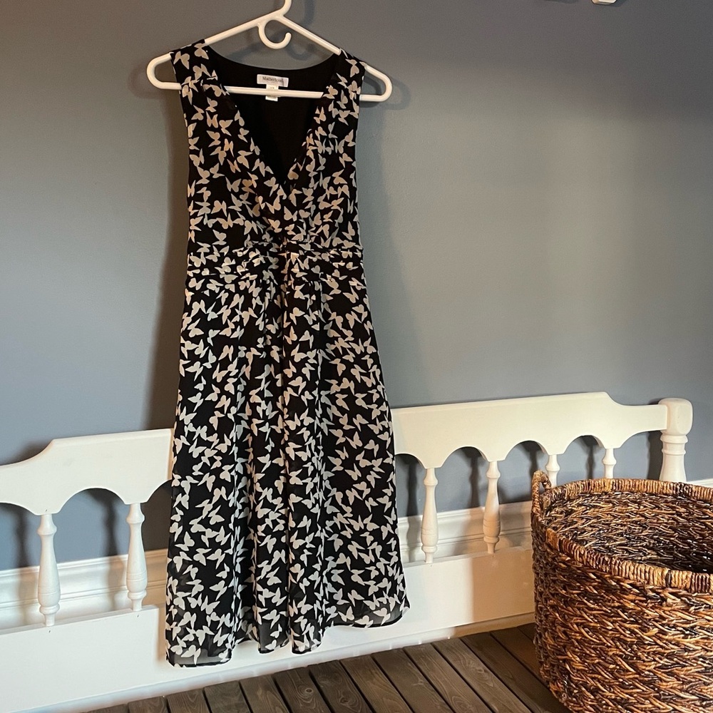 Motherhood Maternity Sleeveless Butterfly-Print Dress